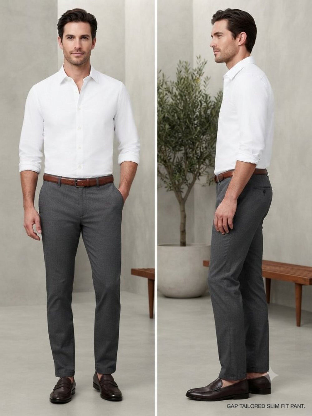 GAP Tailored Men's Charcoal Gray Slim Fit Casual Chinos Pants - Size 28